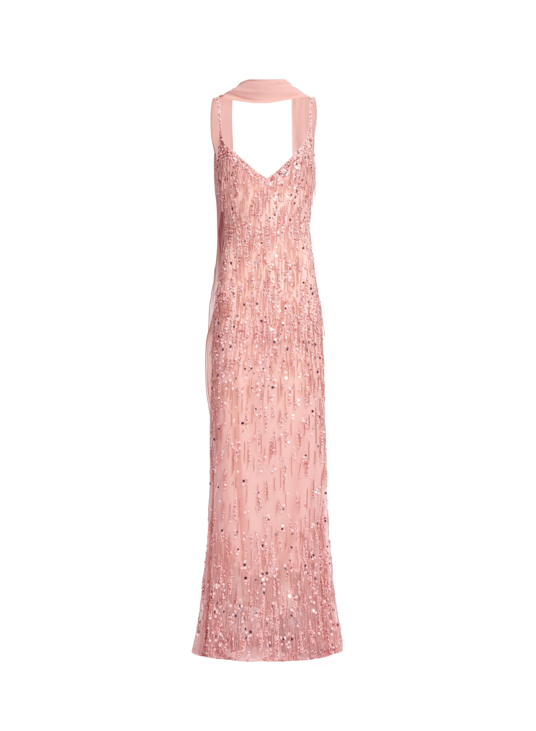 Elie Saab Bead Embroidered Long Dress in Pink featuring Bead Embroidery – Luxury Designer Fashion at Coveti.