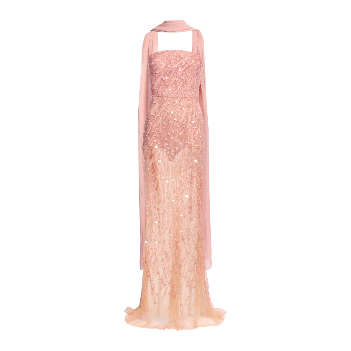 Elie Saab Bead Embroidered Strapless Dress in Pink featuring Corset Bodice – Luxury Designer Fashion at Coveti.