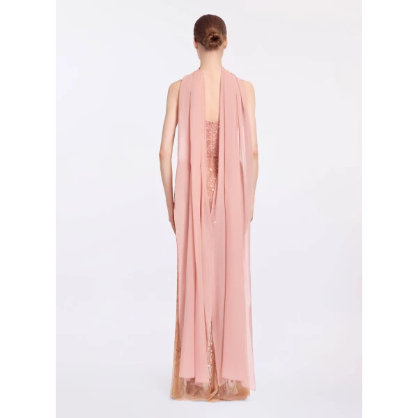Elie Saab Bead Embroidered Strapless Dress in Pink featuring Corset Bodice – Luxury Designer Fashion at Coveti.