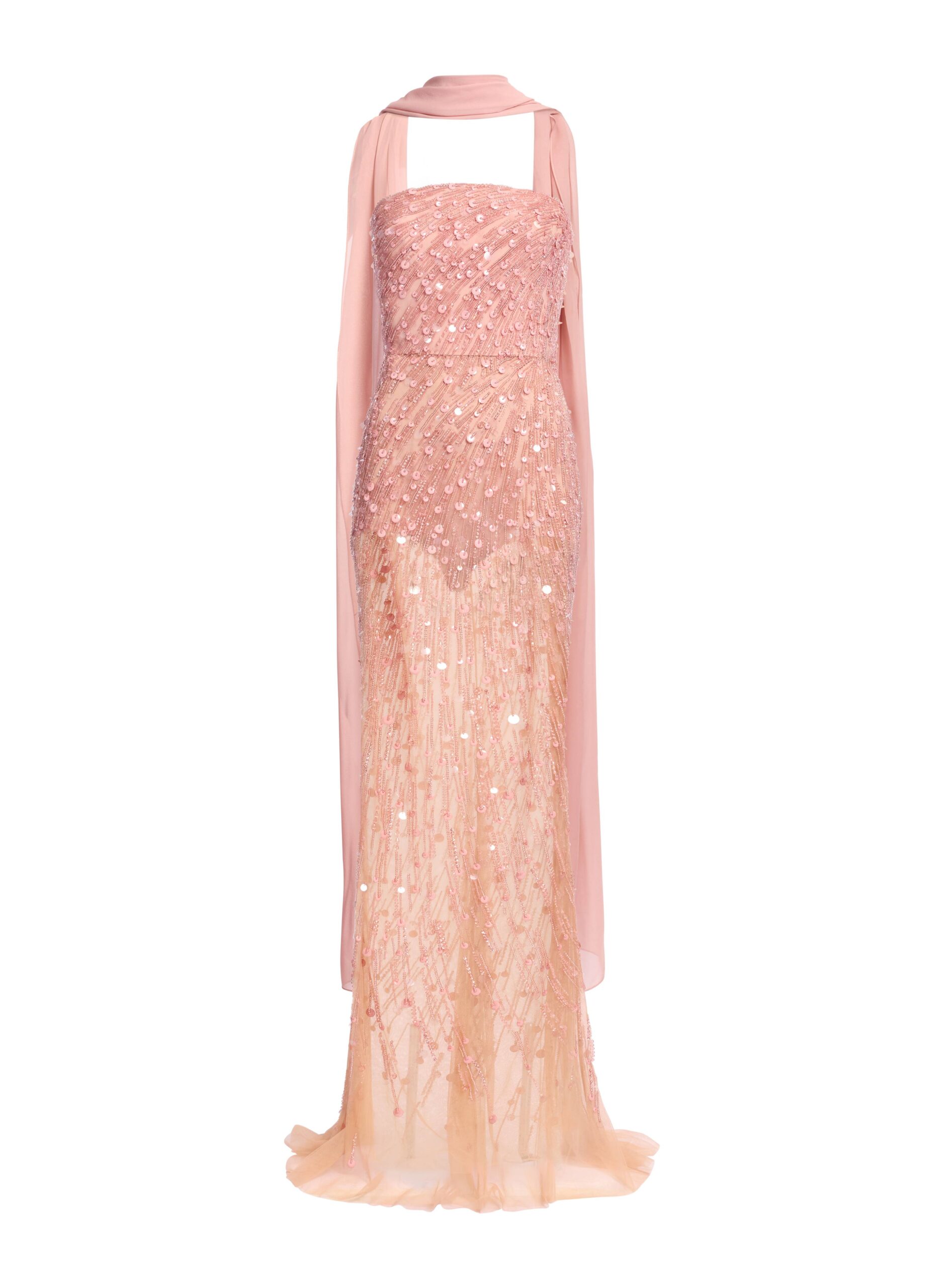Elie Saab Bead Embroidered Strapless Dress in Pink featuring Corset Bodice – Luxury Designer Fashion at Coveti.