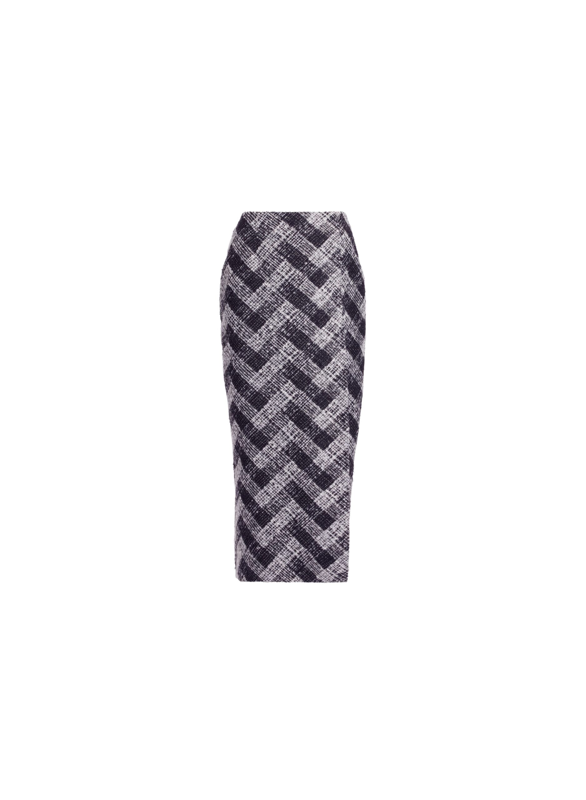 Elie Saab Chevron Midi Skirt in White featuring Pencil Skirt – Luxury Designer Fashion at Coveti.