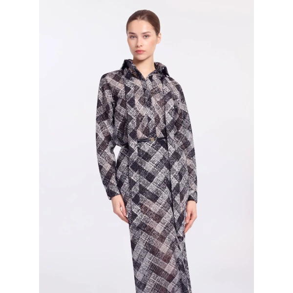 Elie Saab Chevron Shirt in White featuring Classic Collar – Luxury Designer Fashion at Coveti.