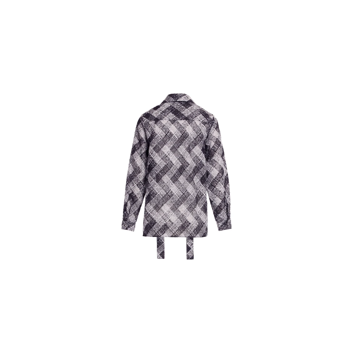 Elie Saab Chevron Shirt in White featuring Classic Collar – Luxury Designer Fashion at Coveti.
