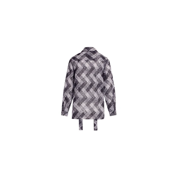 Elie Saab Chevron Shirt in White featuring Classic Collar – Luxury Designer Fashion at Coveti.