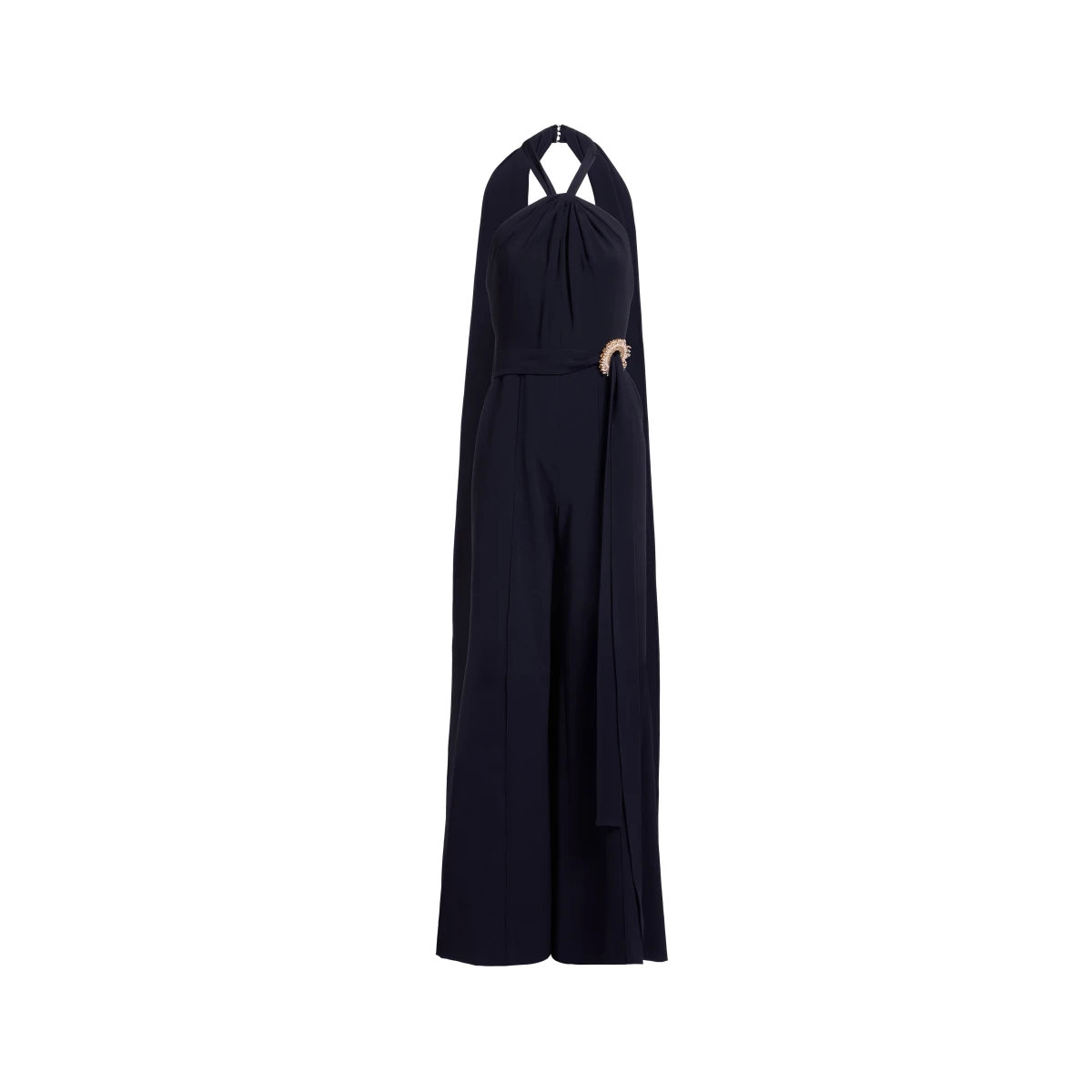 Elie Saab Crystal Embellished Cady Jumpsuit in Black featuring Crystal Embellished – Luxury Designer Fashion at Coveti.