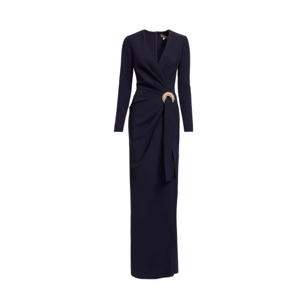Elie Saab Crytal Embellished Long Dress in Black featuring Asymmetrical – Luxury Designer Fashion at Coveti.
