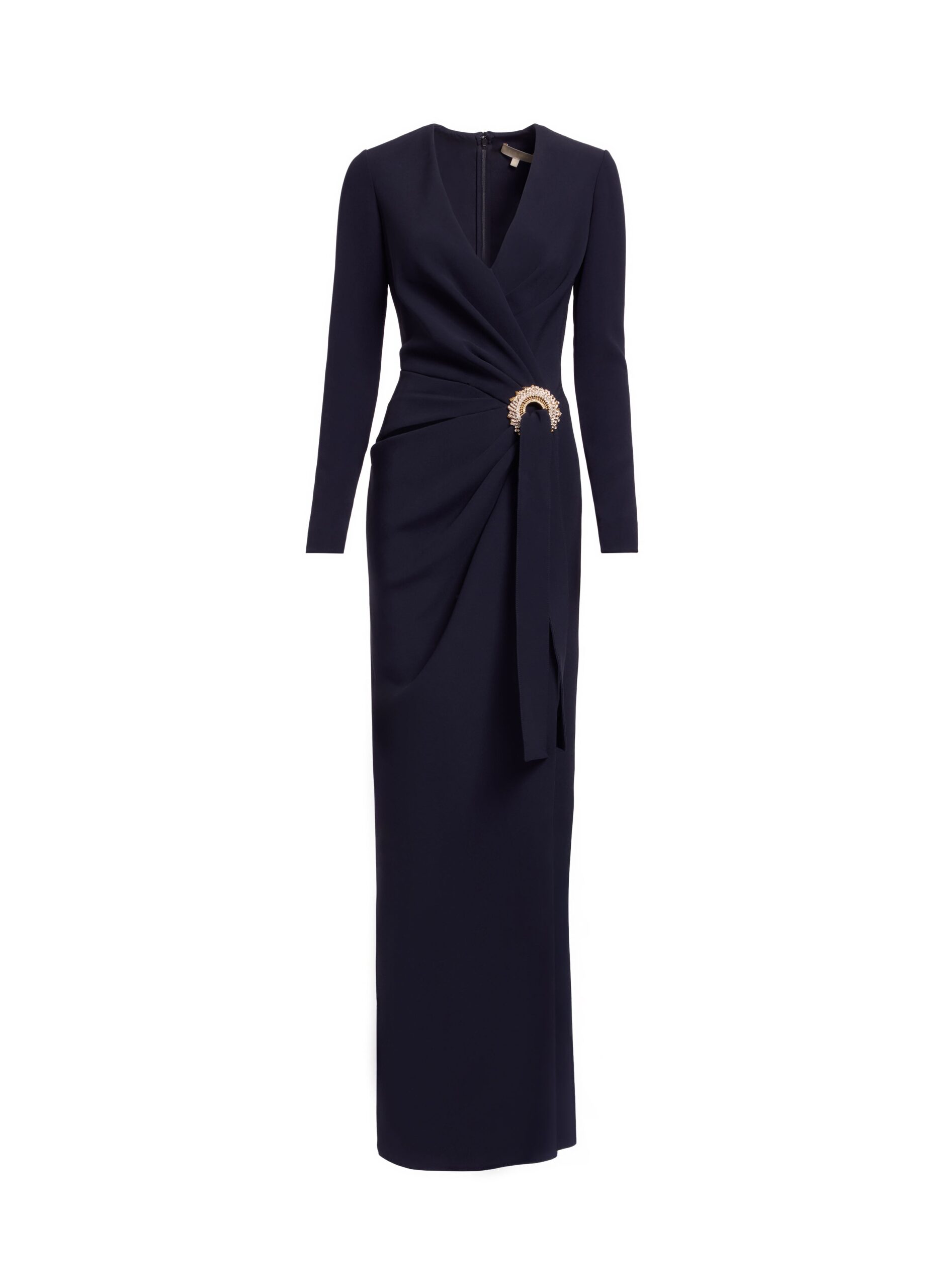 Elie Saab Crytal Embellished Long Dress in Black featuring Asymmetrical – Luxury Designer Fashion at Coveti.