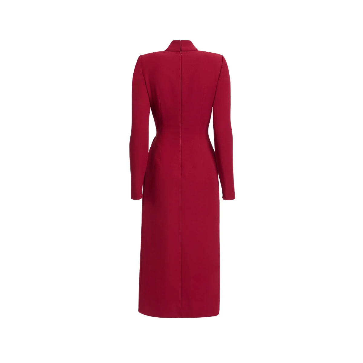 Elie Saab Crytal Embellished Midi Dress in Red featuring Asymmetrical Draped Dress – Luxury Designer Fashion at Coveti.