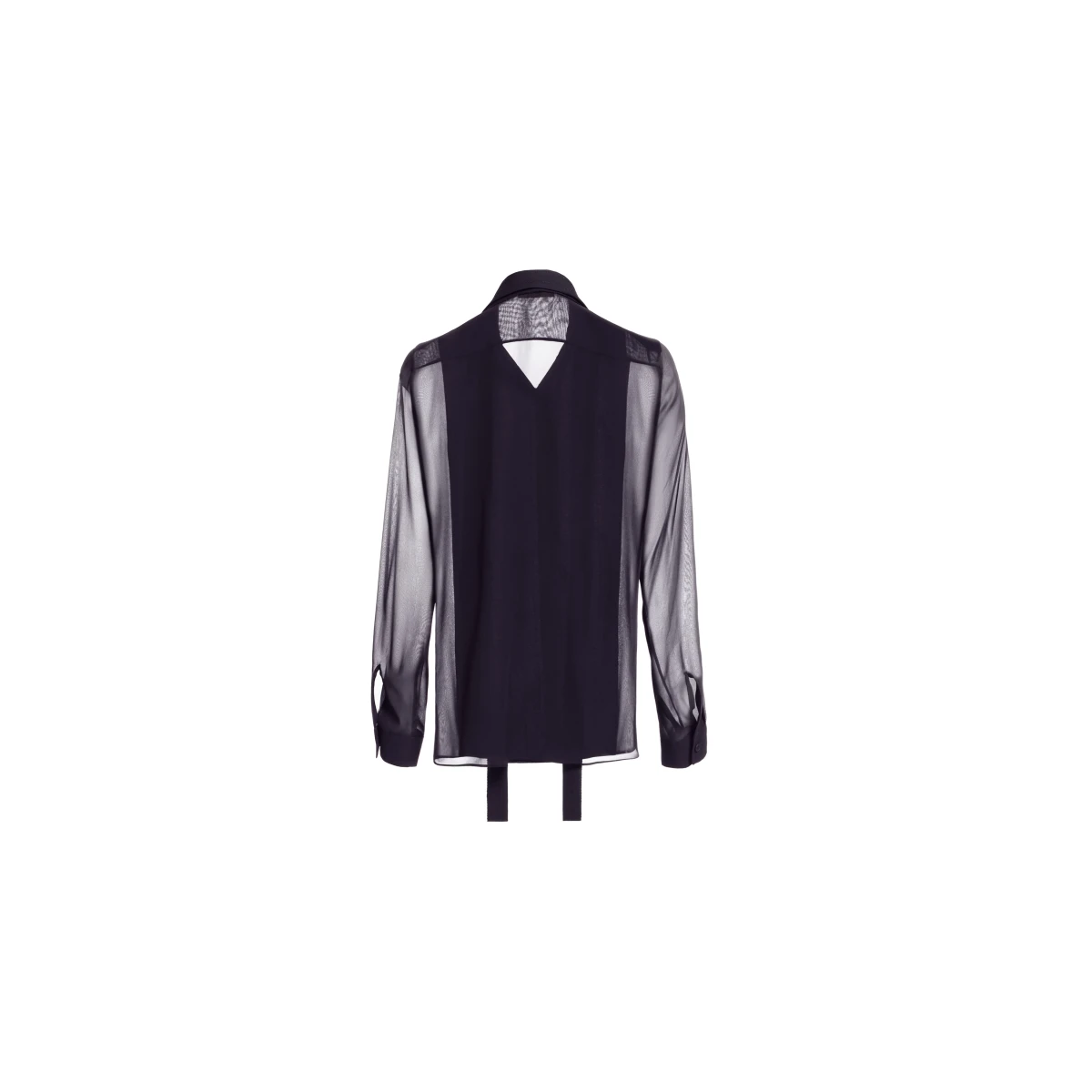 Elie Saab Embellished Pinstripe Silk Shirt in Black featuring Classic Collar – Luxury Designer Fashion at Coveti.