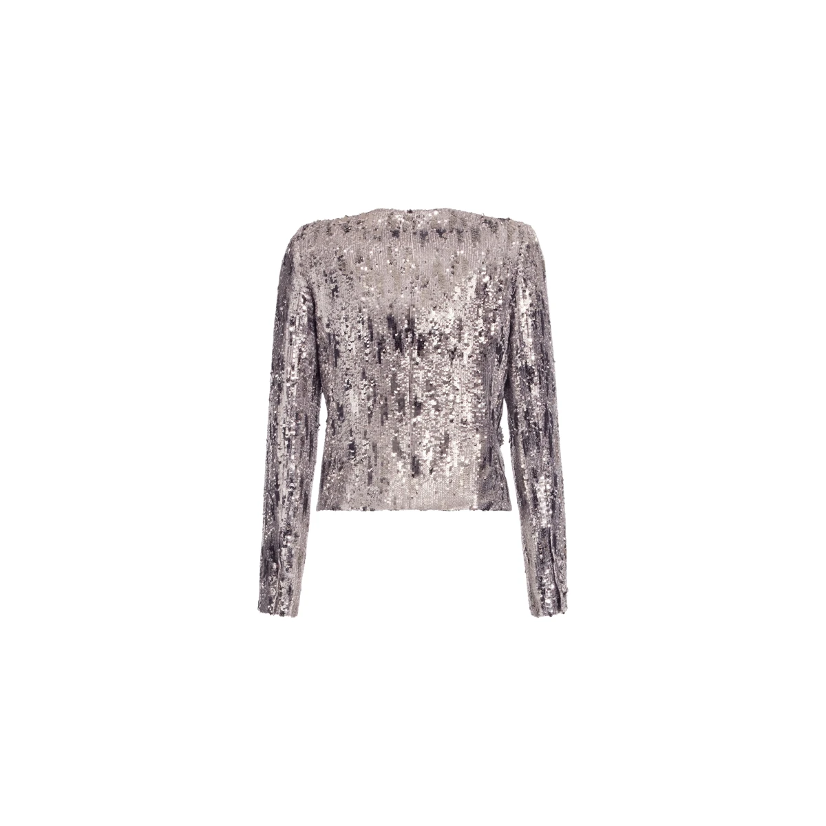 Elie Saab Embellished Sequins Jacket in Silver featuring Floral Applique on Sequins – Luxury Designer Fashion at Coveti.