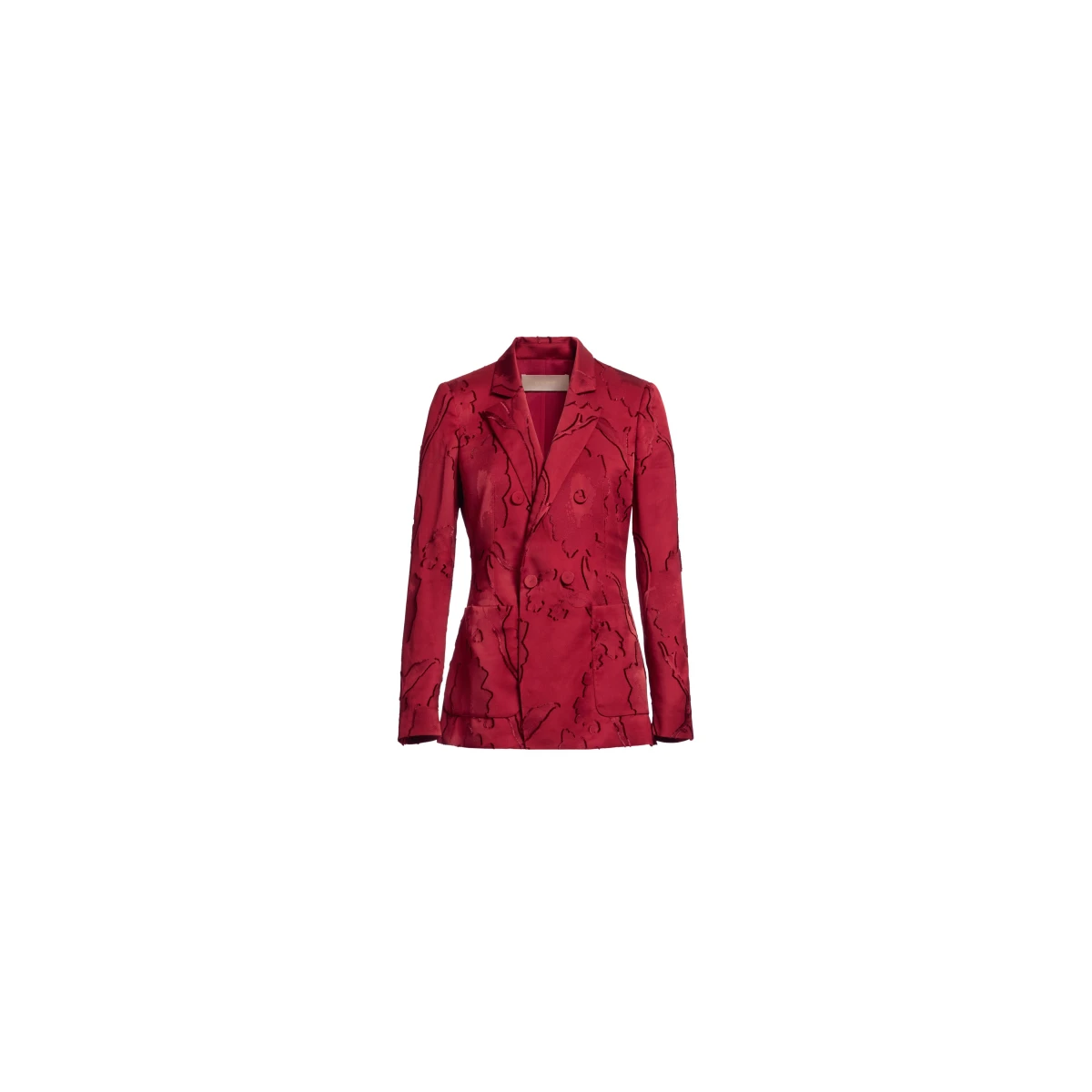 Elie Saab Jacquard Blazer in Red featuring Tailored Collar & Lapel – Luxury Designer Fashion at Coveti.