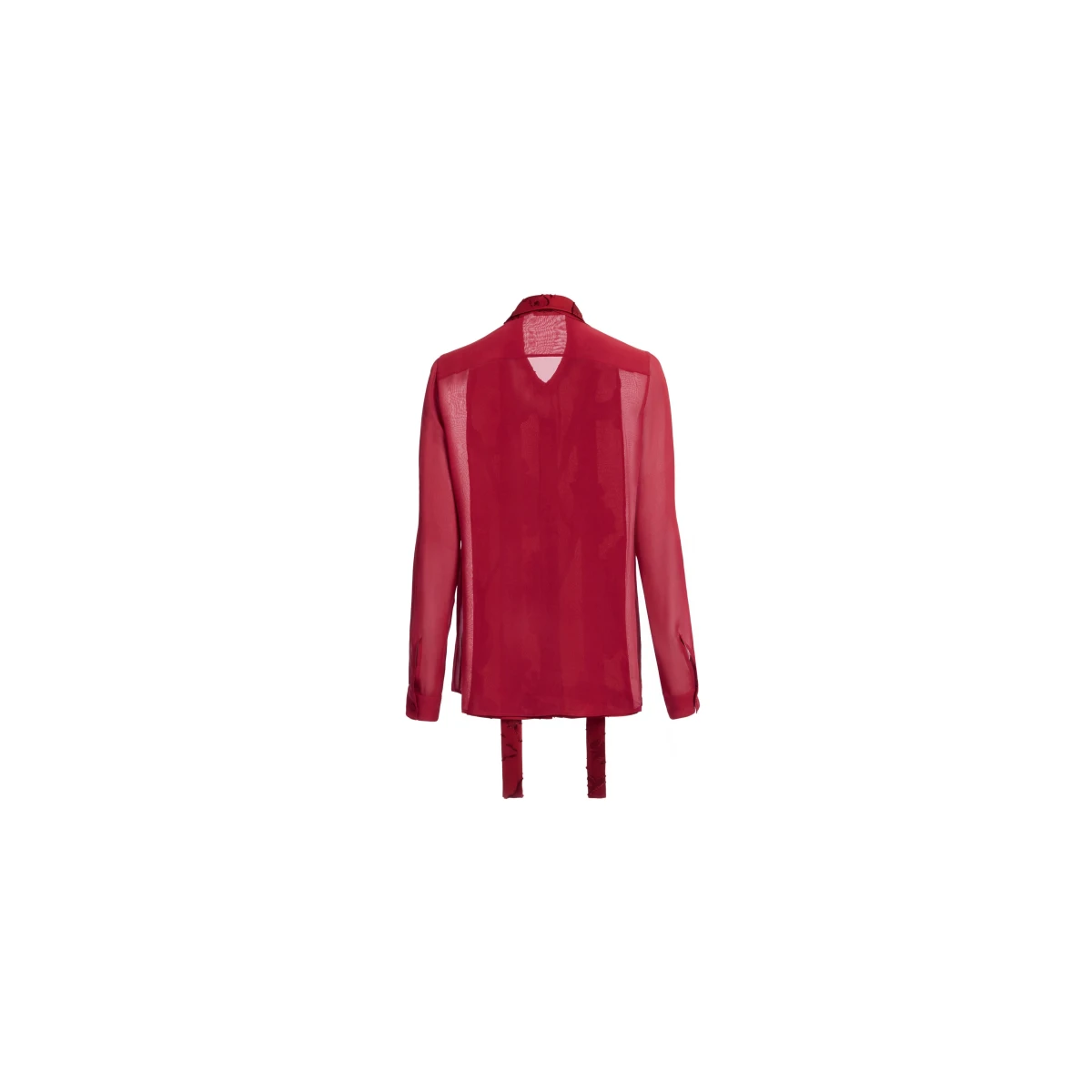 Elie Saab Jacquard & Silk Shirt in Red featuring Jacquard Front Panel & Collar – Luxury Designer Fashion at Coveti.