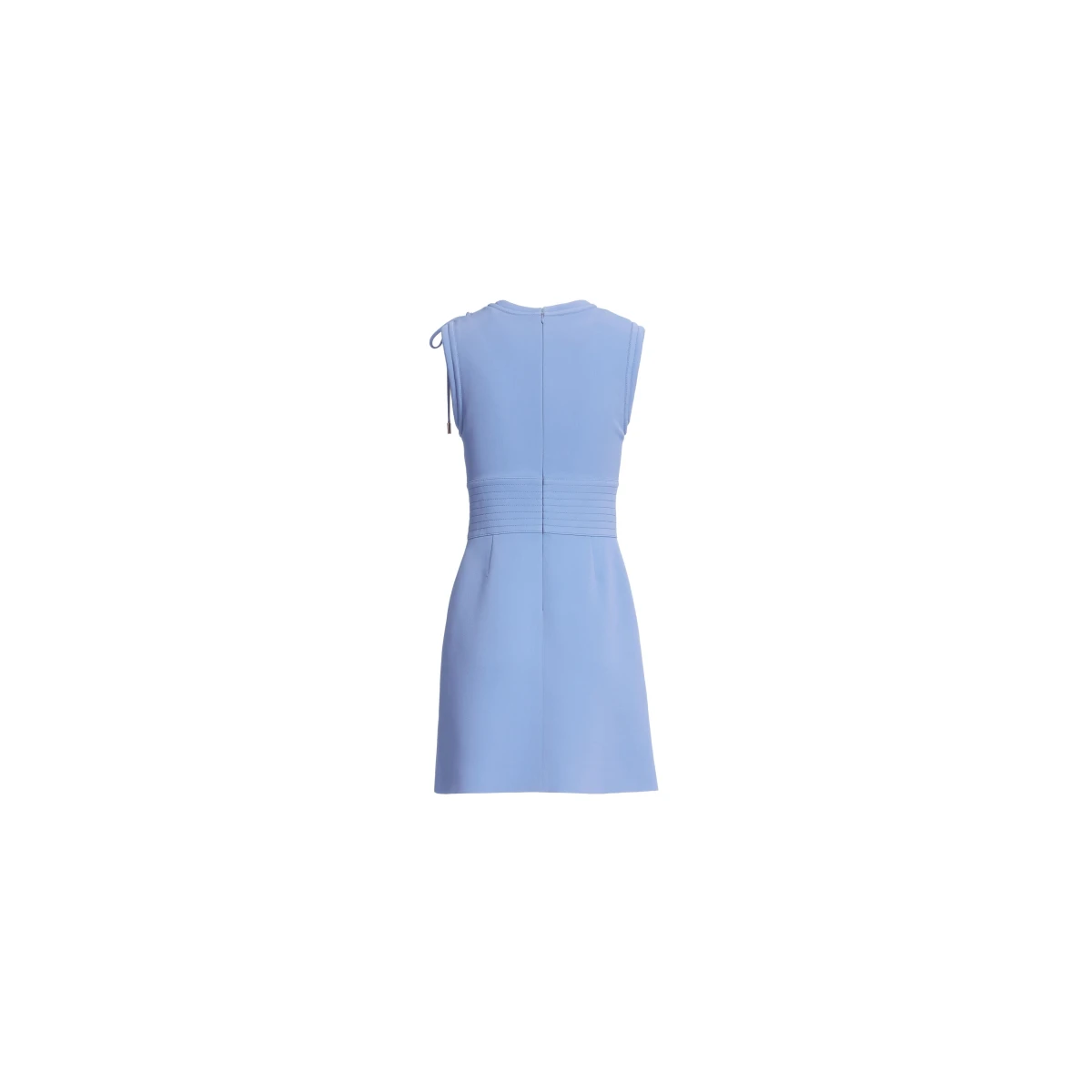 Elie Saab Lace Up Cady Short Dress in Blue featuring Top-Stitch Details – Luxury Designer Fashion at Coveti.