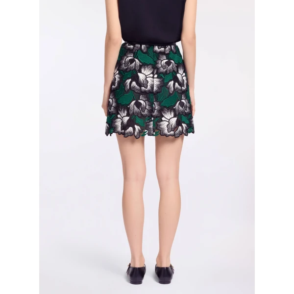 Elie Saab Macramé Short Skirt in Multicolour featuring Straight Skirt – Luxury Designer Fashion at Coveti.