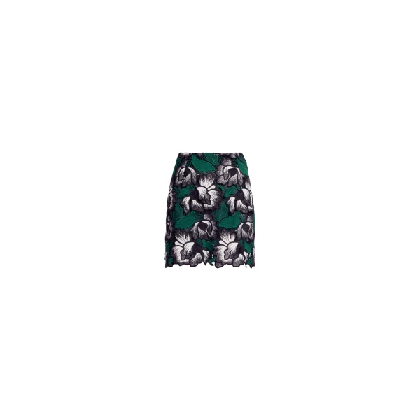 Elie Saab Macramé Short Skirt in Multicolour featuring Straight Skirt – Luxury Designer Fashion at Coveti.