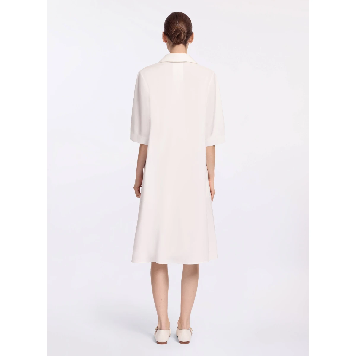 Elie Saab Monogram Embroidered Cotton Shirt Dress in White featuring Cut-Work Monogram Embroidery – Luxury Designer Fashion at Coveti.