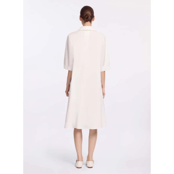 Elie Saab Monogram Embroidered Cotton Shirt Dress in White featuring Cut-Work Monogram Embroidery – Luxury Designer Fashion at Coveti.