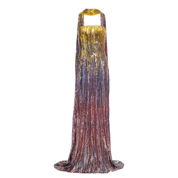 Elie Saab Multicolor Sequin Strapless Dress in Multicolour featuring Gradient-Effect Sequin Embroidery – Luxury Designer Fashion at Coveti.