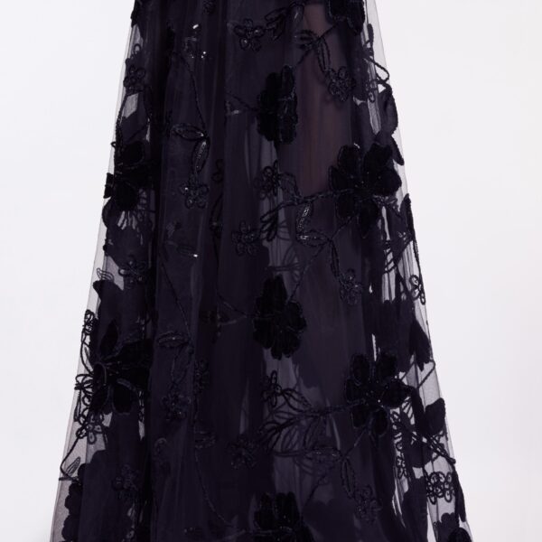 Elie Saab Off-The-Shoulder Velvet Embroidred Dress in Black featuring Off-The-Shoulder – Luxury Designer Fashion at Coveti.
