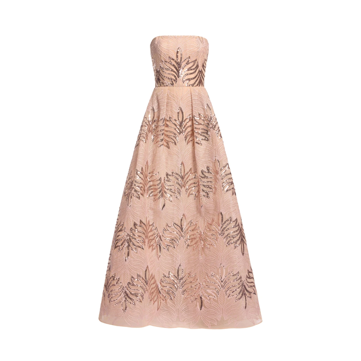Elie Saab Sequin Embroidered Strapless Gown in Pink featuring Corset Bodice – Luxury Designer Fashion at Coveti.