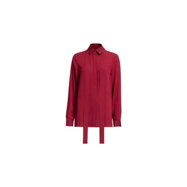 Elie Saab Silk Shirt in Red featuring  – Luxury Designer Fashion at Coveti.