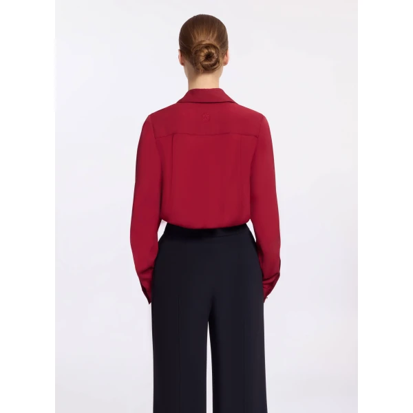 Elie Saab Silk Shirt in Red featuring  – Luxury Designer Fashion at Coveti.