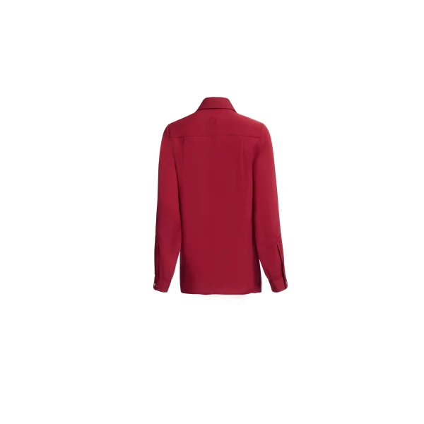 Elie Saab Silk Shirt in Red featuring  – Luxury Designer Fashion at Coveti.
