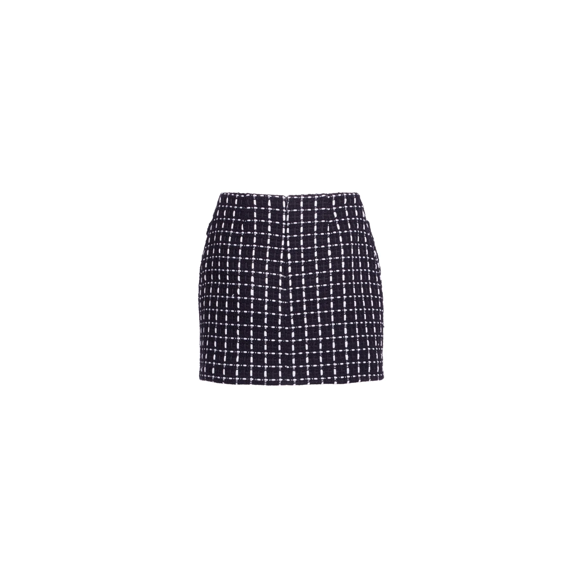 Elie Saab Tweed Short Skirt in White featuring Black & White Tweed – Luxury Designer Fashion at Coveti.