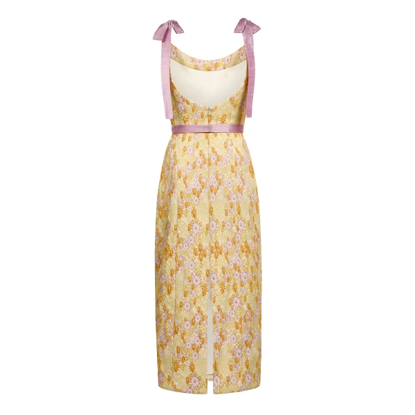 Markarian Acacia Belted Daisy Brocade Corset Dress, view 3