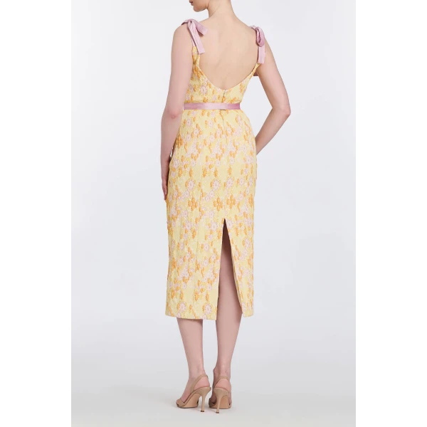 Markarian Acacia Belted Daisy Brocade Corset Dress, view 4