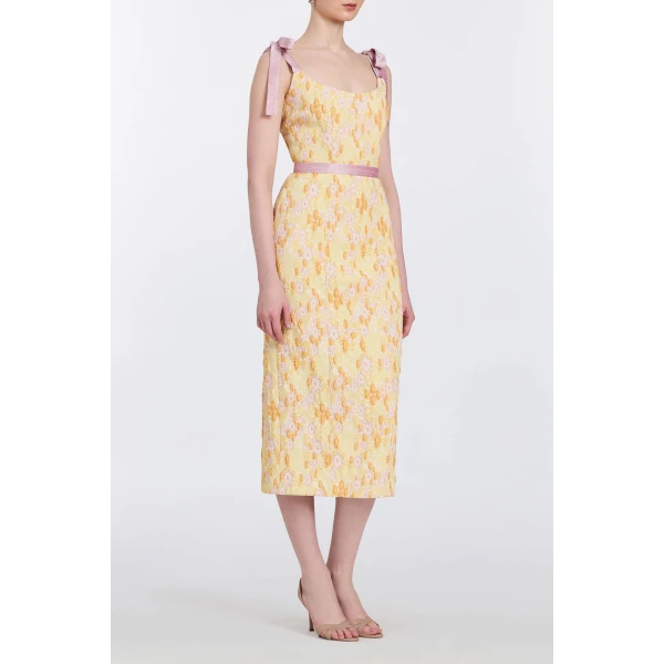 Markarian Acacia Belted Daisy Brocade Corset Dress, view 6