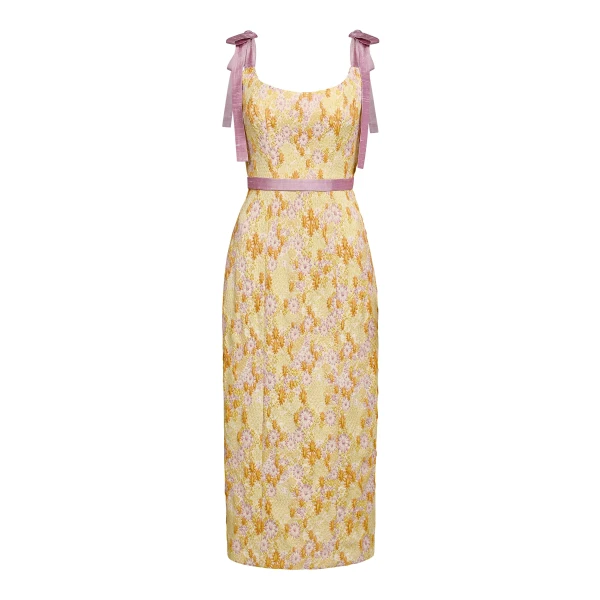Markarian Acacia Belted Daisy Brocade Corset Dress