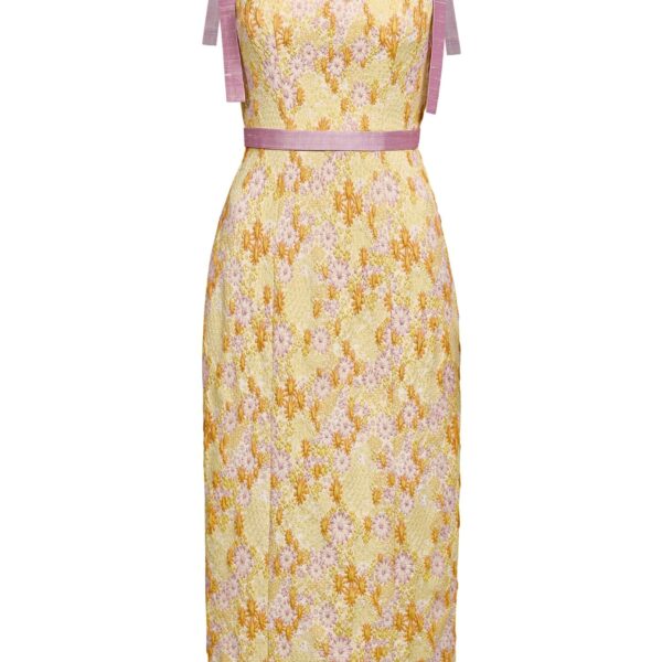 Markarian gown with romantic neckline and structured silhouette