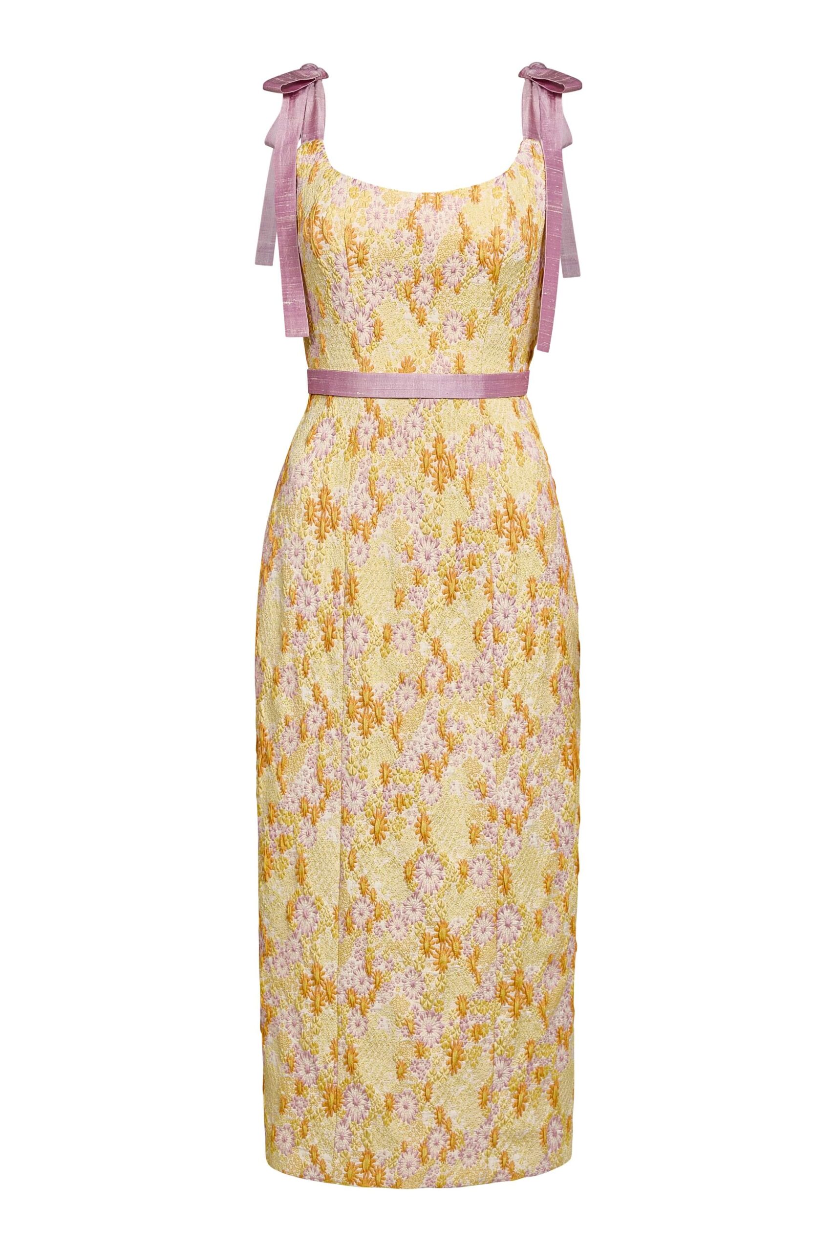 Markarian gown with romantic neckline and structured silhouette