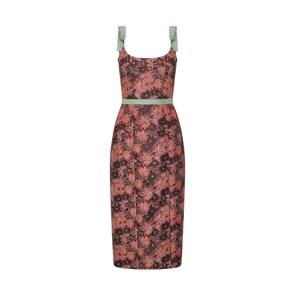 Markarian gown with romantic neckline and structured silhouette