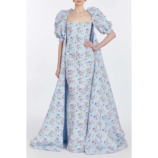 Markarian dresses with romantic neckline and structured silhouette