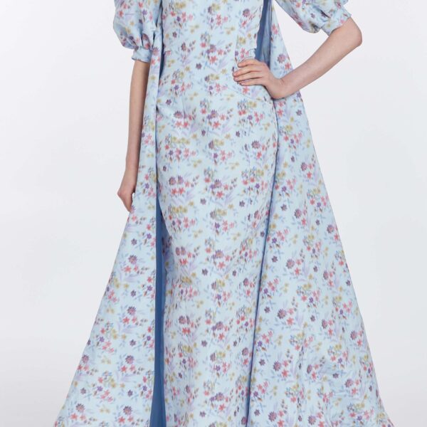 Markarian dresses with romantic neckline and structured silhouette