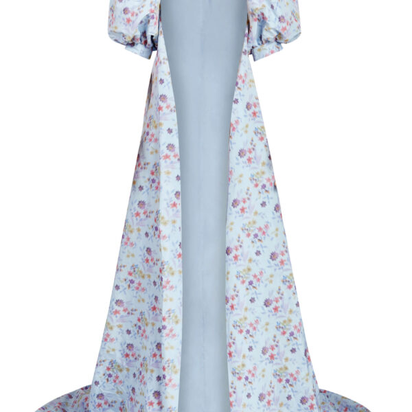 Markarian gown with romantic neckline and structured silhouette