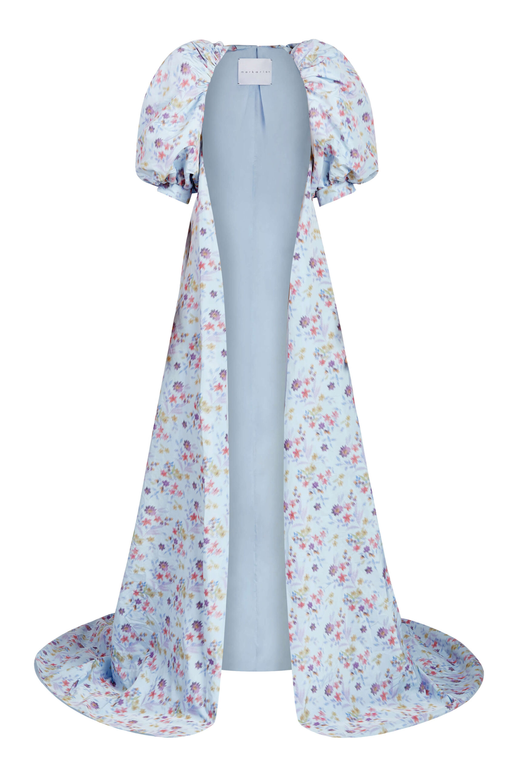 Markarian gown with romantic neckline and structured silhouette