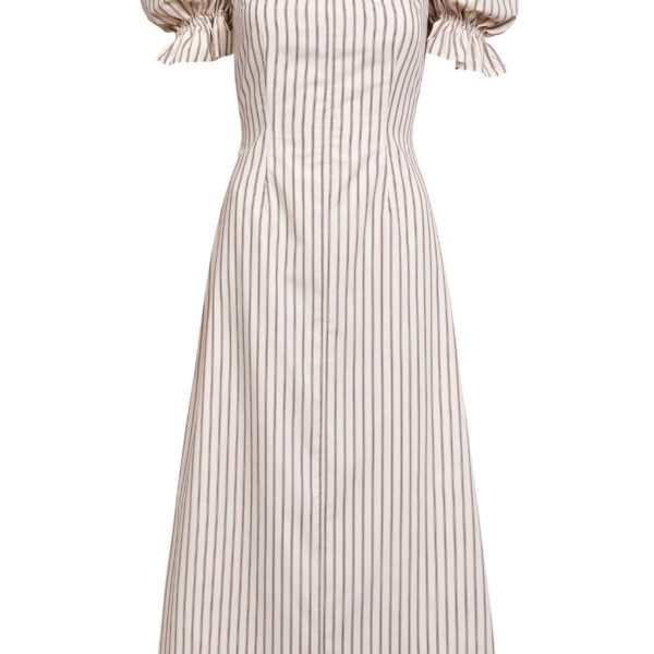 Markarian gown with romantic neckline and structured silhouette