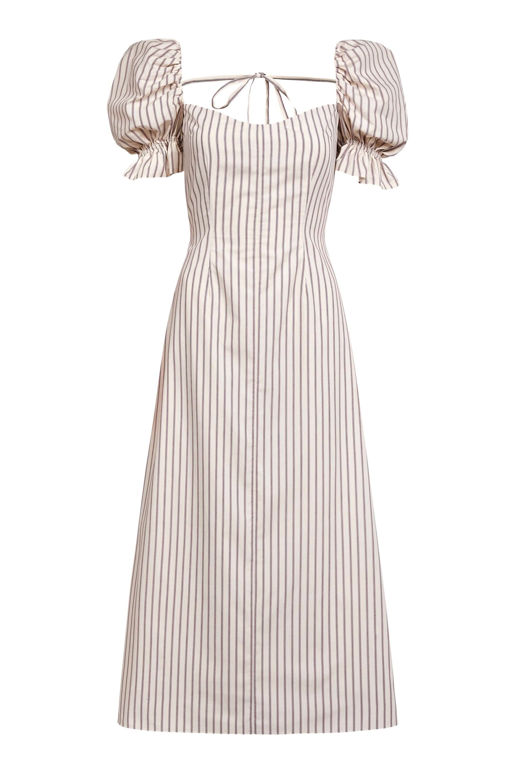 Markarian gown with romantic neckline and structured silhouette