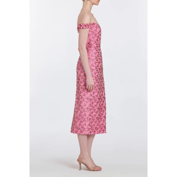 Markarian Amina Pink Sequin Midi Dress, view 5
