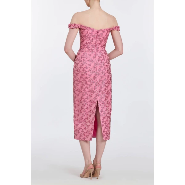 Markarian Amina Pink Sequin Midi Dress, view 6