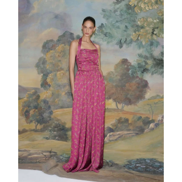 Markarian Anastasia Floral Ruched Halter Gown, view 2