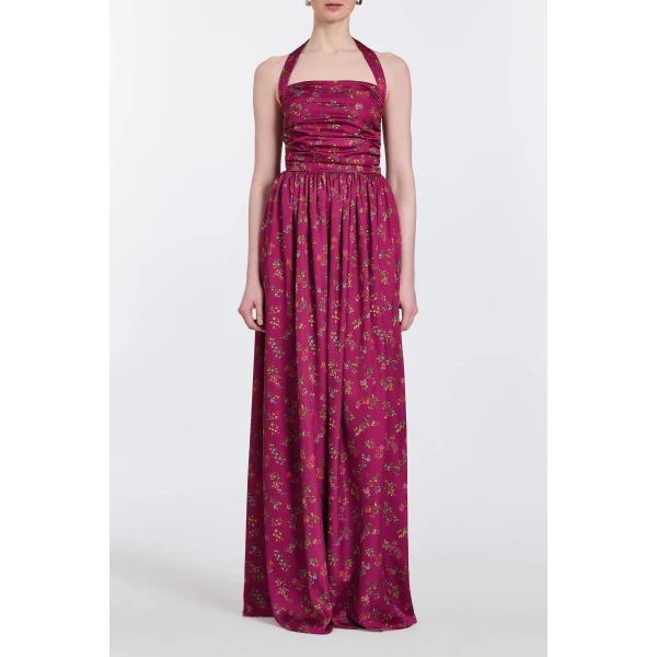 Markarian Anastasia Floral Ruched Halter Gown, view 4