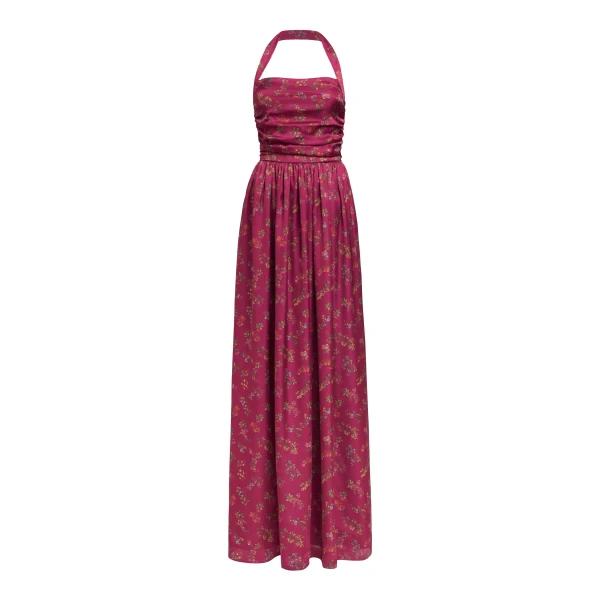 Markarian Anastasia Floral Ruched Halter Gown
