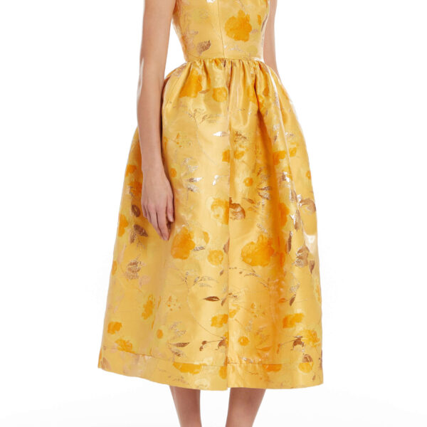 Markarian dresses with romantic neckline and structured silhouette