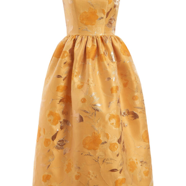 Markarian gown with romantic neckline and structured silhouette
