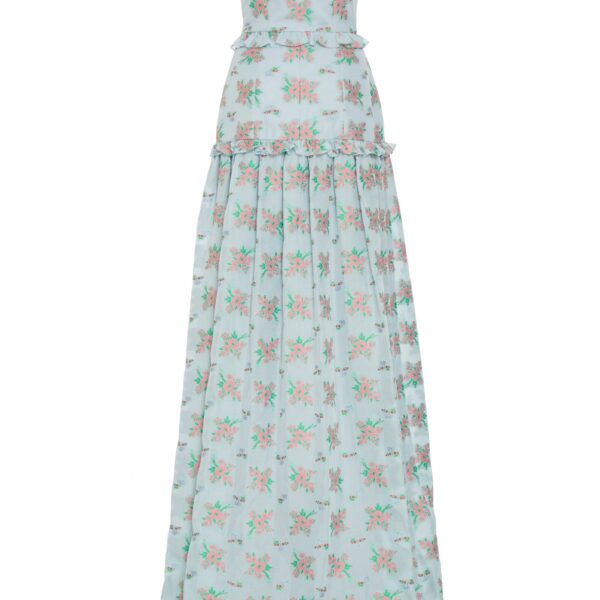 Markarian dresses with romantic neckline and structured silhouette