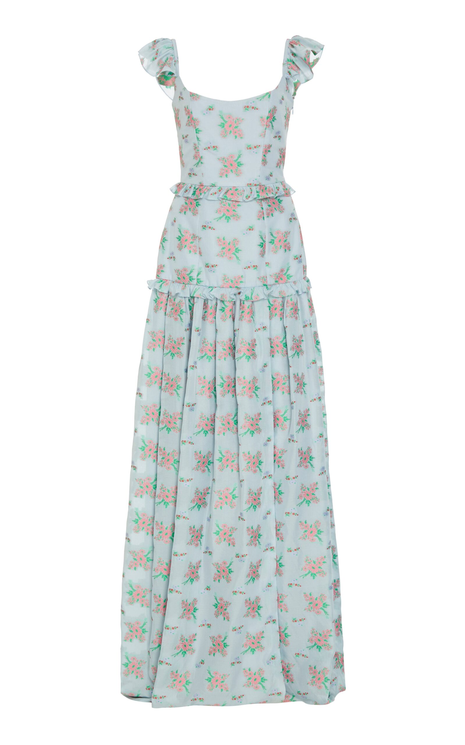 Markarian gown with romantic neckline and structured silhouette